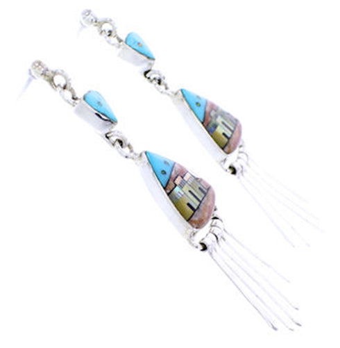 Multicolor Native American Pueblo Or Village Design Earrings YS71381